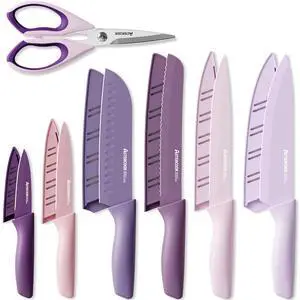 Astercook Knife Set, 13 Pieces Kitchen Knives Set with Healthy Anti-Rust Coating, Dishwasher Safe, Stainless Steel Chef Knife Sets with 6 Blade Guards, Fathers Day Gift for Men Astercook Knife Set, 13 Pieces Kitchen Knives Set with Healthy Anti-Rust Coating, Dishwasher Safe, Stainless Steel Chef Knife Sets with 6 Blade Guards, Fathers Day Gift for Men