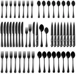 Astercook Silverware Set 48-Piece Black Flatware Set with Steak Knives Food-Grade Stainless Steel Cutlery Set for 8 Mirror Polished Utensils Set Include Spoons and Forks for Home Kitchen Restaurant Astercook Silverware Set 48-Piece Black Flatware Set with Steak Knives Food-Grade Stainless Steel Cutlery Set for 8 Mirror Polished Utensils Set Include Spoons and Forks for Home Kitchen Restaurant
