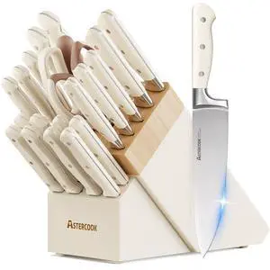 Knife Set,Astercook Kitchen Knife Set with Block 22-Piece Full Tang Stainless Steel Knives with Sharpener Dishwasher Safe and Anti-Slip Ergonomic Handle Elegant Cream White Utensils Set Knife Set,Astercook Kitchen Knife Set with Block 22-Piece Full Tang Stainless Steel Knives with Sharpener Dishwasher Safe and Anti-Slip Ergonomic Handle Elegant Cream White Utensils Set
