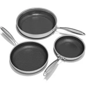 Umite Chef Hybrid Non Stick Frying Pans Set, 8, 10 and 12-Inch Stainless Steel Skillets Pan for Cooking, Dishwasher & Oven-Safe Cooking Pan, Stay-Cool Handles, Induction Compatible PFOA Free Cookware Umite Chef Hybrid Non Stick Frying Pans Set, 8, 10 and 12-Inch Stainless Steel Skillets Pan for Cooking, Dishwasher & Oven-Safe Cooking Pan, Stay-Cool Handles, Induction Compatible PFOA Free Cookware