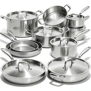 Umite Chef 17Pcs 5 Ply Clad Stainless Steel Cookware Set with Lids, Heavy Duty Pots and Pans Kitchen Set, Induction-Ready, Dual Aluminum Core for Even Heat, Cool Grip Handles, Dishwasher Safe Umite Chef 17Pcs 5 Ply Clad Stainless Steel Cookware Set with Lids, Heavy Duty Pots and Pans Kitchen Set, Induction-Ready, Dual Aluminum Core for Even Heat, Cool Grip Handles, Dishwasher Safe