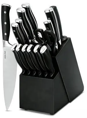 Knife Set, 15 Piece Premium Kitchen Knife Block Set, Razor-Sharp, High Carbon Stainless Steel Chef Knife, Ergonomic Forged Triple Rivet Handle, Black Sharp Knife Set for Kitchen, Dishwasher Safe Knife Set, 15 Piece Premium Kitchen Knife Block Set, Razor-Sharp, High Carbon Stainless Steel Chef Knife, Ergonomic Forged Triple Rivet Handle, Black Sharp Knife Set for Kitchen, Dishwasher Safe