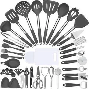 Silicone Cooking Utensil Set, Umite Chef 43 PCS Heat Resistant Kitchen Utensil Gadgets Set-Stainless Steel Handle- Kitchen Spatula Tools for Nonstick Cookware, Pots and Pans Accessories(Grey) Silicone Cooking Utensil Set, Umite Chef 43 PCS Heat Resistant Kitchen Utensil Gadgets Set-Stainless Steel Handle- Kitchen Spatula Tools for Nonstick Cookware, Pots and Pans Accessories(Grey)