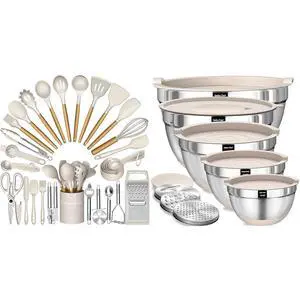 Umite Chef Mixing Bowls with Airtight Lids Set with Grater Attachments Silicone Kitchen Utensil Set Umite Chef Mixing Bowls with Airtight Lids Set with Grater Attachments Silicone Kitchen Utensil Set