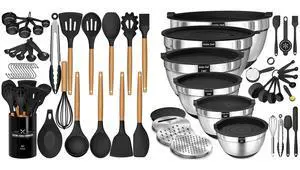 Umite Chef 33Pcs Kitchen Cooking Utensils Set and 26pcs Mixing Bowls with Lids Set Umite Chef 33Pcs Kitchen Cooking Utensils Set and 26pcs Mixing Bowls with Lids Set