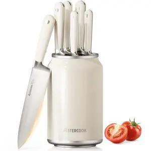 Astercook 6-Piece Kitchen Knife Set with Soda Can-Inspired Block, Full Tang High Carbon Stainless Steel Knives, Retro Cream Design, Dishwasher Safe Knife Sets & ABS Handles - Perfect Kitchen Gifts Astercook 6-Piece Kitchen Knife Set with Soda Can-Inspired Block, Full Tang High Carbon Stainless Steel Knives, Retro Cream Design, Dishwasher Safe Knife Sets & ABS Handles - Perfect Kitchen Gifts