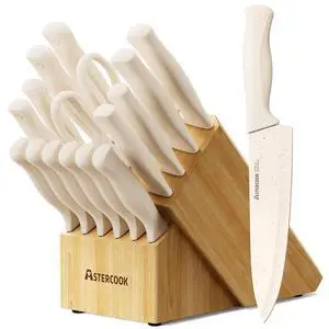 Astercook Knife Set, 17 Pieces Kitchen Knife Sets with Anti-Rust Coating & Built-in Sharpener, High Carbon German Stainless Steel Knives Block Sets, Dishwasher Safe, Perfect Holiday Gifts for Kitchen Astercook Knife Set, 17 Pieces Kitchen Knife Sets with Anti-Rust Coating & Built-in Sharpener, High Carbon German Stainless Steel Knives Block Sets, Dishwasher Safe, Perfect Holiday Gifts for Kitchen