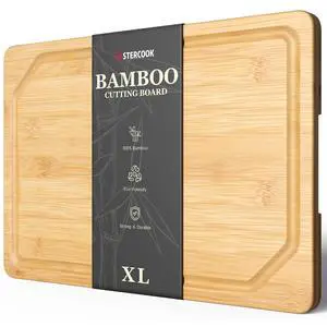 Astercook Bamboo Cutting Board for Kitchen, Large Natural Wood Chopping Board with Juice Groove and Built-in Handles, Knife-Friendly Charcuterie Board for Meat, Vegetables, Fruit and Cheese 12" x 17" Astercook Bamboo Cutting Board for Kitchen, Large Natural Wood Chopping Board with Juice Groove and Built-in Handles, Knife-Friendly Charcuterie Board for Meat, Vegetables, Fruit and Cheese 12" x 17"