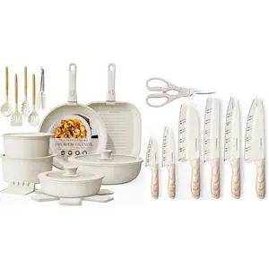 Astercook 23 Pcs Pots and Pans Set Non Stick with 13 Pieces Kitchen Knives Set Astercook 23 Pcs Pots and Pans Set Non Stick with 13 Pieces Kitchen Knives Set