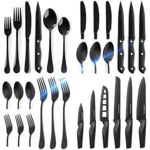 Kitchen cutlery set, 30pcs cutlery set, including steak knife, spoon, fork and 6-piece knife set Kitchen cutlery set, 30pcs cutlery set, including steak knife, spoon, fork and 6-piece knife set
