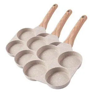 CAROTE Egg Pan Omelette Pan, 4-Cup Nonstick Granite Omelette Skillet - Pancake Pan and Healthy Egg Cooker Suitable for Gas Stove & Induction Cookware (Pack of 3) CAROTE Egg Pan Omelette Pan, 4-Cup Nonstick Granite Omelette Skillet - Pancake Pan and Healthy Egg Cooker Suitable for Gas Stove & Induction Cookware (Pack of 3)