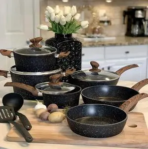 Kitchen Academy Pots and Pans Set Non Stick, 12pcs Induction Cookware | Nonstick Kitchen Cookware Set, Black Granite Cooking Pans, PFOS & PFOA Free, Easy Food Release, Fast & Even Heating Kitchen Academy Pots and Pans Set Non Stick, 12pcs Induction Cookware | Nonstick Kitchen Cookware Set, Black Granite Cooking Pans, PFOS & PFOA Free, Easy Food Release, Fast & Even Heating