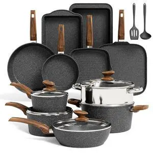 Kitchen Academy 17Pcs Pots and Pans Set, Black | Non Stick, Induction Cookware Kitchen Academy 17Pcs Pots and Pans Set, Black | Non Stick, Induction Cookware