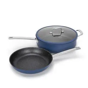 Kitchen Academy Plasma Titanium 10.2" Frying Pans & 6QT Saute Pan with Lid | Induction Ready Skillet with Stay Cool Handle, PFAS/PTFE/PFOA Free, Oven Safe Kitchen Academy Plasma Titanium 10.2" Frying Pans & 6QT Saute Pan with Lid | Induction Ready Skillet with Stay Cool Handle, PFAS/PTFE/PFOA Free, Oven Safe