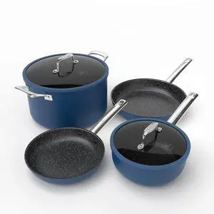 Kitchen Academy Plasma Titanium Cookware Set, 6Pcs Induction Pots and Pans | Blue, Non Toxic Healthy Cooking Pans and Pots Set with Scratch Defense Technology, PFOA&PFOS Free Kitchen Academy Plasma Titanium Cookware Set, 6Pcs Induction Pots and Pans | Blue, Non Toxic Healthy Cooking Pans and Pots Set with Scratch Defense Technology, PFOA&PFOS Free