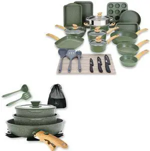 Kitchen Academy 30Pcs Bakeware & Cookware Set + 10Pcs Rv Pots and Pans Set with Removable Handle Cookware Sets Kitchen Academy 30Pcs Bakeware & Cookware Set + 10Pcs Rv Pots and Pans Set with Removable Handle Cookware Sets