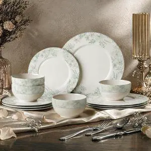 Kitchen Academy 12-Piece Bone China Dinnerware Set for 4, Handmade | Reactive Glaze Porcelain Plates and Bowls Sets, Lightweight Scratch Resistant kitchen Dish Set, Dishwasher Microwave Safe Kitchen Academy 12-Piece Bone China Dinnerware Set for 4, Handmade | Reactive Glaze Porcelain Plates and Bowls Sets, Lightweight Scratch Resistant kitchen Dish Set, Dishwasher Microwave Safe