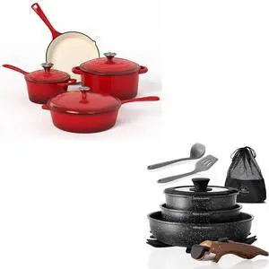 Enamel Cast Iron Cookware Set 7 Pieces & 10 Pieces RV/Camping Cookware Sets Enamel Cast Iron Cookware Set 7 Pieces & 10 Pieces RV/Camping Cookware Sets