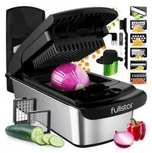 Fullstar Pro Original Vegetable Chopper & Mandoline Slicer Kitchen Gadget | 8 in 1 Veggie Slicer, Onion & Fruit Cutter with Sharp Stainless Steel Blades & Container (Stainless Steel) Fullstar Pro Original Vegetable Chopper & Mandoline Slicer Kitchen Gadget | 8 in 1 Veggie Slicer, Onion & Fruit Cutter with Sharp Stainless Steel Blades & Container (Stainless Steel)