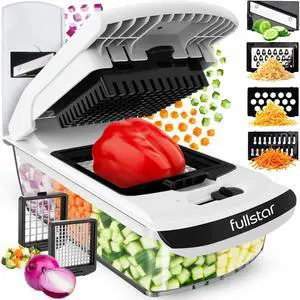 Fullstar Pro Original Vegetable Chopper & Mandoline Slicer Kitchen Gadget | 6 in 1 Veggie Slicer, Onion & Fruit Cutter with Sharp Stainless Steel Blades & Container, All-in-One Meal Prep Tool (White) Fullstar Pro Original Vegetable Chopper & Mandoline Slicer Kitchen Gadget | 6 in 1 Veggie Slicer, Onion & Fruit Cutter with Sharp Stainless Steel Blades & Container, All-in-One Meal Prep Tool (White)