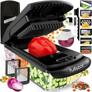 Fullstar Pro Original Vegetable Chopper & Mandoline Slicer Kitchen Gadget | 8 in 1 Veggie Slicer, Onion & Fruit Cutter with Sharp Stainless Steel Blades & Container, All-in-One Meal Prep Tool (Black) Fullstar Pro Original Vegetable Chopper & Mandoline Slicer Kitchen Gadget | 8 in 1 Veggie Slicer, Onion & Fruit Cutter with Sharp Stainless Steel Blades & Container, All-in-One Meal Prep Tool (Black)