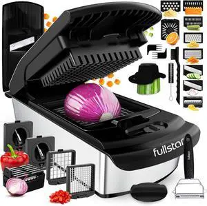 Fullstar Pro Original Vegetable Chopper & Mandoline Slicer Kitchen Gadget | 14 in 1 Veggie Slicer, Onion & Fruit Cutter with Sharp Stainless Steel Blades & Container (Stainless Steel) Fullstar Pro Original Vegetable Chopper & Mandoline Slicer Kitchen Gadget | 14 in 1 Veggie Slicer, Onion & Fruit Cutter with Sharp Stainless Steel Blades & Container (Stainless Steel)