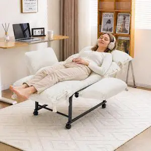 KEEZY 180° Lay Flat Reclining Rotating Office Chair with Adjustable Footrest, Infinite Lock Computer Desk Chair, Thick Tufted Plush Cloud Velvet Cushion for Home & Office, Beige KEEZY 180° Lay Flat Reclining Rotating Office Chair with Adjustable Footrest, Infinite Lock Computer Desk Chair, Thick Tufted Plush Cloud Velvet Cushion for Home & Office, Beige