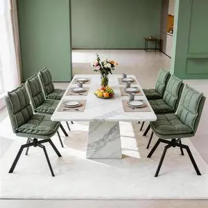 Swivel Dining Chairs Set of 6, Mid-Century Modern Chairs with Linen Fabric, High Back with High-Density Stuffed PP Cotton & Automatic Swivel Metal Legs, Suitable for Kitchen & Living Room(Green) Swivel Dining Chairs Set of 6, Mid-Century Modern Chairs with Linen Fabric, High Back with High-Density Stuffed PP Cotton & Automatic Swivel Metal Legs, Suitable for Kitchen & Living Room(Green)