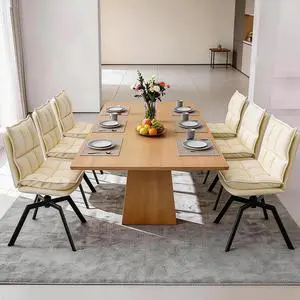 KEEZY Swivel Dining Chairs Set of 6, 360°AUTO Swivel Cat Scratch Resistant Faux Leather Chair with Padded Seat, Sturdy Metal Legs for Dining Room & Living Room KEEZY Swivel Dining Chairs Set of 6, 360°AUTO Swivel Cat Scratch Resistant Faux Leather Chair with Padded Seat, Sturdy Metal Legs for Dining Room & Living Room