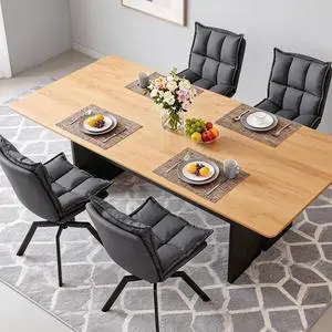 KEEZY Swivel Dining Chairs Set of 6, 360°AUTO Swivel Cat Scratch Resistant Faux Leather Chair with Padded Seat, Sturdy Metal Legs for Dining Room & Living Room KEEZY Swivel Dining Chairs Set of 6, 360°AUTO Swivel Cat Scratch Resistant Faux Leather Chair with Padded Seat, Sturdy Metal Legs for Dining Room & Living Room