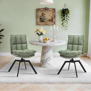 Swivel Dining Chairs Set of 2, Mid-Century Modern Chairs with Linen Fabric, High Back with High-Density Stuffed PP Cotton & Automatic Swivel Metal Legs, Suitable for Kitchen & Living Room(Green) Swivel Dining Chairs Set of 2, Mid-Century Modern Chairs with Linen Fabric, High Back with High-Density Stuffed PP Cotton & Automatic Swivel Metal Legs, Suitable for Kitchen & Living Room(Green)