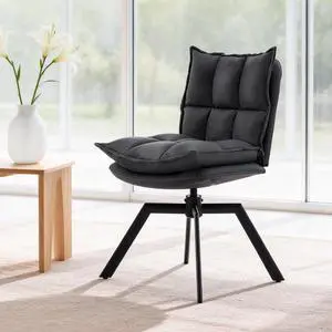 KEEZY Modern Accent Chair Set of 2, Cat-Scratch Leather Vanity Chair with 360° Auto Return Swivel, High Density Padding & Metal Legs, Ideal for Bedroom,Living Room andHome OfficeGrey KEEZY Modern Accent Chair Set of 2, Cat-Scratch Leather Vanity Chair with 360° Auto Return Swivel, High Density Padding & Metal Legs, Ideal for Bedroom,Living Room andHome OfficeGrey