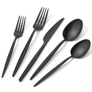 18/10 Silverware Set for 8, 40 Piece Black Stainless Steel Flatware Cutlery | KINGSTONE Mirror Polished Forks Knives Spoons Utensils, Tableware for Home Kitchen Restaurant Wedding, Dishwasher Safe 18/10 Silverware Set for 8, 40 Piece Black Stainless Steel Flatware Cutlery | KINGSTONE Mirror Polished Forks Knives Spoons Utensils, Tableware for Home Kitchen Restaurant Wedding, Dishwasher Safe