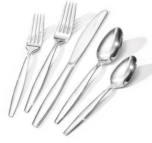 KINGSTONE 18/10 Stainless Steel Silverware Set for 6,30 Piece Flatware Set | Heavy Duty Dining Utensils & Cutlery Set, Mirror Polished Finish, Dishwasher Safe for Home Kitchen, Wedding & Housewarming KINGSTONE 18/10 Stainless Steel Silverware Set for 6,30 Piece Flatware Set | Heavy Duty Dining Utensils & Cutlery Set, Mirror Polished Finish, Dishwasher Safe for Home Kitchen, Wedding & Housewarming