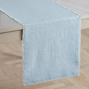 KINGSTONE 14 x 120 Inches Frayed Edge Table Runner, 270G Heavyweight Sand Washed Slub Texture Cotton Linen for Modern Farmhouse, Rustic Home Decorations Dining Room Wedding Boho Decor, Light Blue KINGSTONE 14 x 120 Inches Frayed Edge Table Runner, 270G Heavyweight Sand Washed Slub Texture Cotton Linen for Modern Farmhouse, Rustic Home Decorations Dining Room Wedding Boho Decor, Light Blue