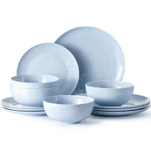 KINGSTONE 24-Piece Bone China Dinnerware Set for 8, Misty Blue | Lightweight Porcelain | Round Plates & Bowls | Scratch Resistant | Durable Ceramic | Microwave & Dishwasher Safe KINGSTONE 24-Piece Bone China Dinnerware Set for 8, Misty Blue | Lightweight Porcelain | Round Plates & Bowls | Scratch Resistant | Durable Ceramic | Microwave & Dishwasher Safe