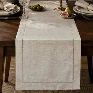 KINGSTONE 100% Pure French Linen Table Runner 108 Inches Long, Natural Hemstitch Tablecloth with Mitered Corners, Crease-Free Scroll Packaging, 14x108 for Easter, Mother's Day, Farmhouse Decor KINGSTONE 100% Pure French Linen Table Runner 108 Inches Long, Natural Hemstitch Tablecloth with Mitered Corners, Crease-Free Scroll Packaging, 14x108 for Easter, Mother's Day, Farmhouse Decor