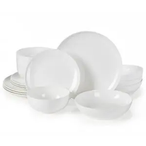 KINGSTONE Bone China Dinnerware Set for 4, 16-Piece Plates and Bowls Set | Lightweight Porcelain Dish Set, Scratch Resistant, Oven & Microwave & Dishwasher Safe, Ivory White KINGSTONE Bone China Dinnerware Set for 4, 16-Piece Plates and Bowls Set | Lightweight Porcelain Dish Set, Scratch Resistant, Oven & Microwave & Dishwasher Safe, Ivory White