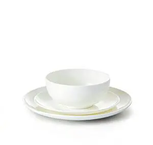 KINGSTONE Bone China Dinnerware Set for 2, 6-Piece Plates and Bowls Set | Lightweight Porcelain Dish Set, Scratch Resistant, Oven & Microwave & Dishwasher Safe, Ivory White KINGSTONE Bone China Dinnerware Set for 2, 6-Piece Plates and Bowls Set | Lightweight Porcelain Dish Set, Scratch Resistant, Oven & Microwave & Dishwasher Safe, Ivory White