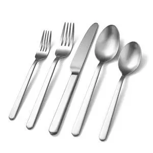 Matte Silver 40-Piece Forged Flatware Set for 8, 18/10 Stainless Steel | Flatware Set, Satin Finish, Carved Thick Handles, Smooth Edges, Dishwasher Safe, for Home, Wedding & Housewarming Matte Silver 40-Piece Forged Flatware Set for 8, 18/10 Stainless Steel | Flatware Set, Satin Finish, Carved Thick Handles, Smooth Edges, Dishwasher Safe, for Home, Wedding & Housewarming