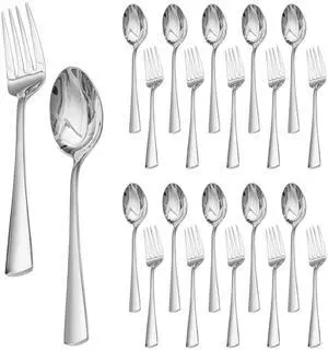 KINGSTONE 24 Pieces Spoons and Forks Set, 18/10 Stainless Steel Flatware Cutlery Set, 12 Forks (8.18 inch) and 12 Spoons (8.18 inch), Mirror Polished Silverware for Home, Kitchen, Restaurant, Dishwash KINGSTONE 24 Pieces Spoons and Forks Set, 18/10 Stainless Steel Flatware Cutlery Set, 12 Forks (8.18 inch) and 12 Spoons (8.18 inch), Mirror Polished Silverware for Home, Kitchen, Restaurant, Dishwash