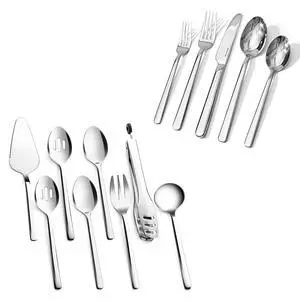 KINGSTONE Large Hostess Serving Utensils Sets and Forged 20-Piece Silverware Set KINGSTONE Large Hostess Serving Utensils Sets and Forged 20-Piece Silverware Set