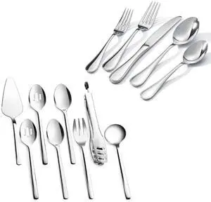 KINGSTONE Large Hostess Serving Utensils Sets and 40 Piece Teardrop Silverware Set for 8 KINGSTONE Large Hostess Serving Utensils Sets and 40 Piece Teardrop Silverware Set for 8