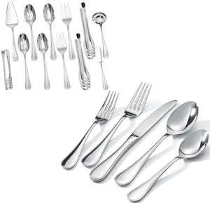 KINGSTONE Teardrop Silverware Set and 12 Piece Teardrop Serving Utensils Set KINGSTONE Teardrop Silverware Set and 12 Piece Teardrop Serving Utensils Set