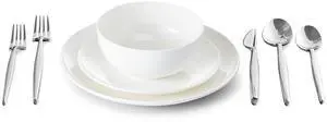 KINGSTONE Silverware Set and Bone China Dinnerware Sets, 12-Piece Dinnerware Set for 4 KINGSTONE Silverware Set and Bone China Dinnerware Sets, 12-Piece Dinnerware Set for 4