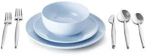 KINGSTONE 40 Piece Hammered Silverware Set and Bone China Dinnerware Sets, 24-Piece Dinnerware Set for 8 KINGSTONE 40 Piece Hammered Silverware Set and Bone China Dinnerware Sets, 24-Piece Dinnerware Set for 8