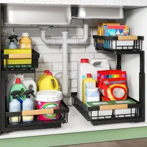 Kitstorack Under Sink Organizer, 2 Tier Under the Sink Storage, Slide out Pull out Cabinet Organizer Shelf, Metal Sliding Drawer for Kitchen Bathroom Pantry Closet Organization Rack, Black, 1 Pack Kitstorack Under Sink Organizer, 2 Tier Under the Sink Storage, Slide out Pull out Cabinet Organizer Shelf, Metal Sliding Drawer for Kitchen Bathroom Pantry Closet Organization Rack, Black, 1 Pack