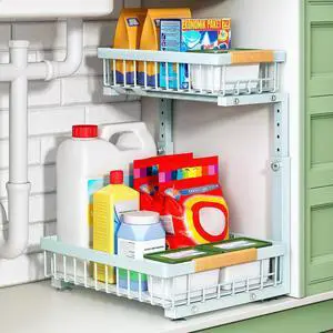 Kitstorack Under Sink Organizer, 2 Tier Under the Sink Storage, Slide out Pull out Cabinet Organizer Shelf, Metal Sliding Drawer for Kitchen Bathroom Pantry Closet Organization Rack, Blue, 1 Pack Kitstorack Under Sink Organizer, 2 Tier Under the Sink Storage, Slide out Pull out Cabinet Organizer Shelf, Metal Sliding Drawer for Kitchen Bathroom Pantry Closet Organization Rack, Blue, 1 Pack