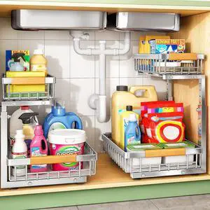 Kitstorack Under Sink Organizer, 2 Tier Under the Sink Storage, Slide out Pull out Cabinet Organizer Shelf, Metal Sliding Drawer for Kitchen Bathroom Pantry Closet Organization Rack, Silver, 1 Pack Kitstorack Under Sink Organizer, 2 Tier Under the Sink Storage, Slide out Pull out Cabinet Organizer Shelf, Metal Sliding Drawer for Kitchen Bathroom Pantry Closet Organization Rack, Silver, 1 Pack