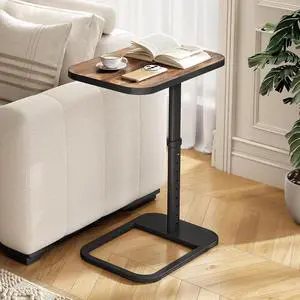 Kitstorack Upgraded TV Tray Table with Panel Lock, 90° Flip-Over Design & Adjustable Height, Sofa Arm Side Table for Eating, Laptop, Couch, Bed, or Small Spaces, Brown Kitstorack Upgraded TV Tray Table with Panel Lock, 90° Flip-Over Design & Adjustable Height, Sofa Arm Side Table for Eating, Laptop, Couch, Bed, or Small Spaces, Brown